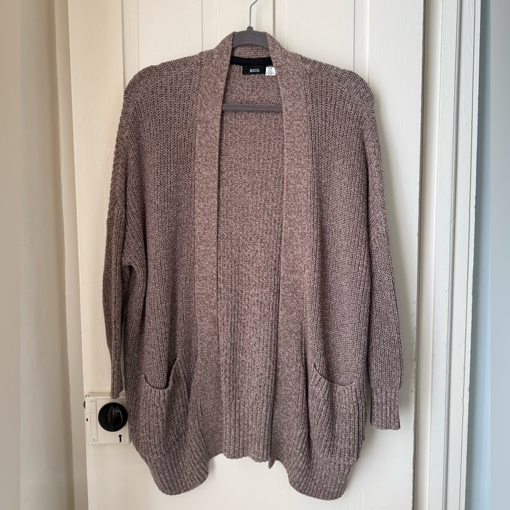 BDG Taupe Open-Front Cardigan